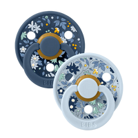 Bibs x Liberty Colour Ciucci Confezione da 2 Chamomile Lawn - Baby Blue Mix Tettarella Tonda Taglia 1 (0-6 Mesi)