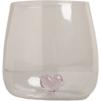 Bicchiere in Vetro con Cuore Rosa - Drinking Glass Figure Pink Heart (gl-150)