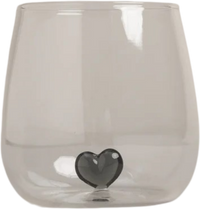 Bicchiere in Vetro con Cuore Nero - Drinking Glass Figure Pink Heart (gl-151)