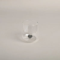 Bicchiere in Vetro con Cuore Nero - Drinking Glass Figure Pink Heart (gl-151)