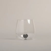 Bicchiere in Vetro con Cuore Nero - Drinking Glass Figure Pink Heart (gl-151)