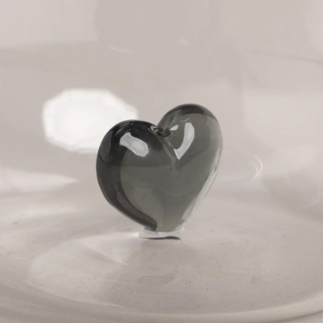 Bicchiere in Vetro con Cuore Nero - Drinking Glass Figure Pink Heart (gl-151)