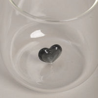 Bicchiere in Vetro con Cuore Nero - Drinking Glass Figure Pink Heart (gl-151)