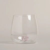 Bicchiere in Vetro con Cuore Rosa - Drinking Glass Figure Pink Heart (gl-150)