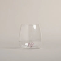 Bicchiere in Vetro con Cuore Rosa - Drinking Glass Figure Pink Heart (gl-150)