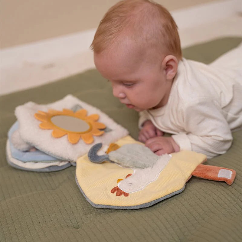 Libro Morbido Fattoria in Stoffa con Gancio Passeggino Newborn Multi Attività Little Farm - Activity Booklet Green  Newborn Naturals Little Farm