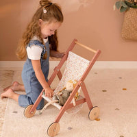 Passeggino in Legno per Bambole Flowers & Butterflies - Doll Stroller Flowers & Butterflies