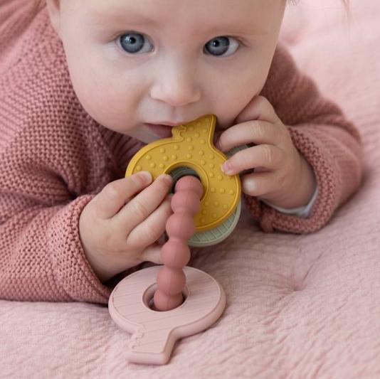 Chiavi Giocattolo per la Dentizione Rosa - Teething Toy Keychain Pink