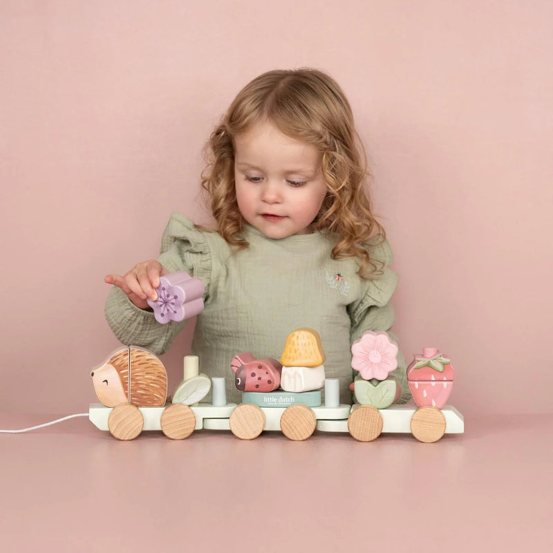 Trenino in Legno Impilabile Fairy Garden Rosa - Wooden Block Train Pink Fairy Garden