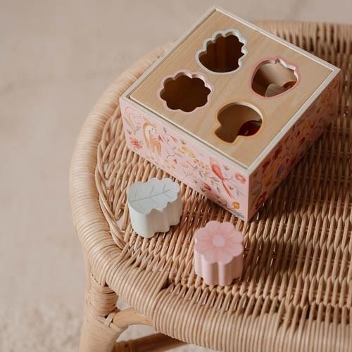Cubo con Forme ad Incastro in Legno Pink Fairy Garden - Shape Sorter Pink Fairy Garden