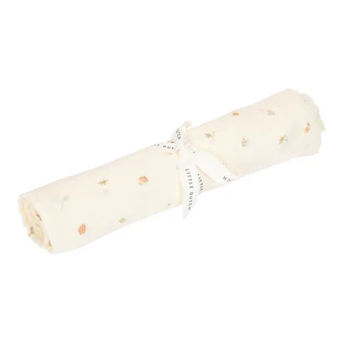 Mussola Swaddle White Size 120 x 120 cm Forest Friends Forest Treasures