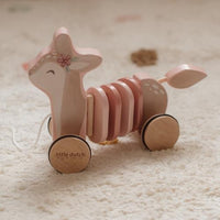 Cerbiatto Trainabile in Legno Fairy Garden - Pull Animal Deer Pink Fairy Garden