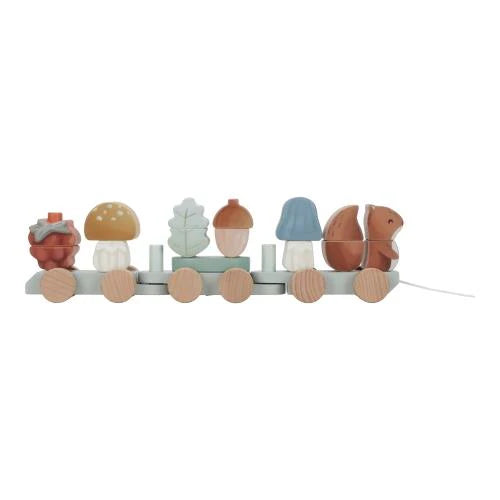 Trenino in Legno Impilabile Blue Forest Friends - Wooden Block Train Blue Forest Friends