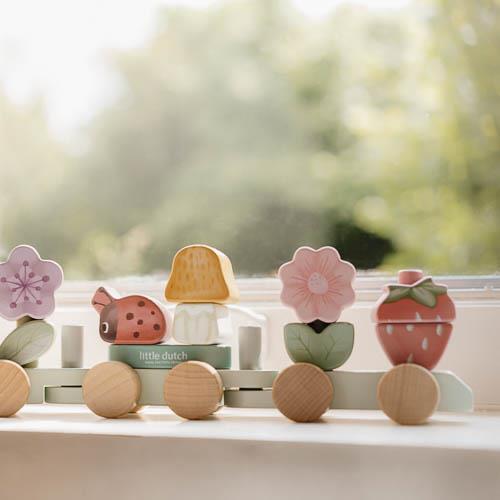 Trenino in Legno Impilabile Fairy Garden Rosa - Wooden Block Train Pink Fairy Garden