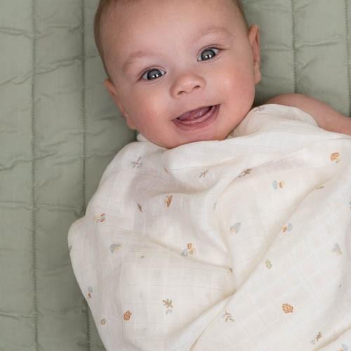 Mussola Swaddle White Size 120 x 120 cm Forest Friends Forest Treasures
