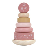 Torre in Legno Impilabile Rosa Fiore Selvatico - Rocking Ring Stacker Wild Flowers