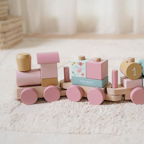 Trenino in Legno Impilabile Fairy Garden - Wooden Block Train Pink Fairy Garden