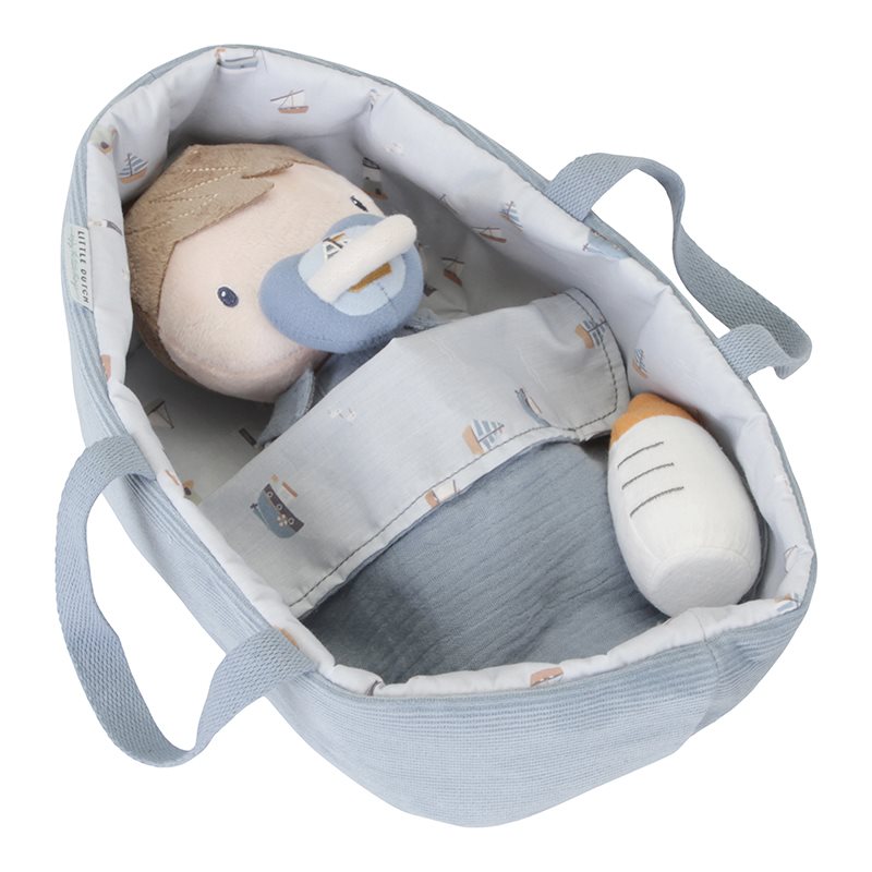 Bambola Neonato Jim in Stoffa Blu con Accessori Sailors Bay - Baby doll Jim Sailors Bay Blue