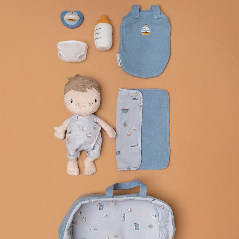 Bambola Neonato Jim in Stoffa Blu con Accessori Sailors Bay - Baby doll Jim Sailors Bay Blue