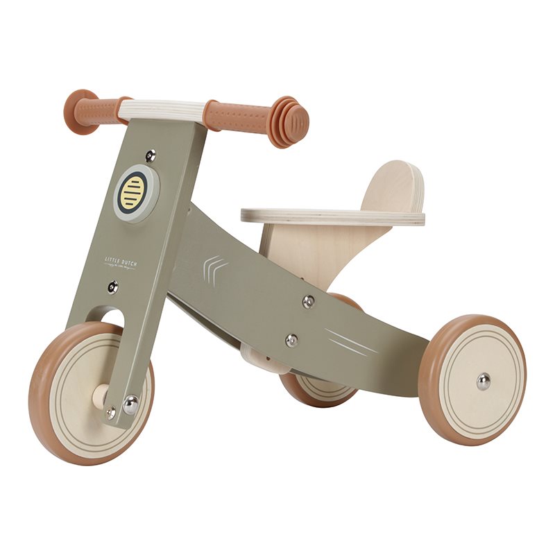 Triciclo in Legno Verde Olive Primi Passi - Wooden Tricycle Olive