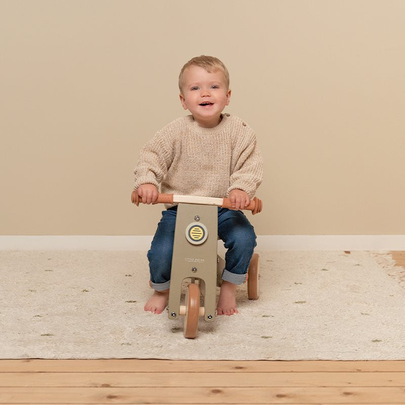 Triciclo in Legno Verde Olive Primi Passi - Wooden Tricycle Olive