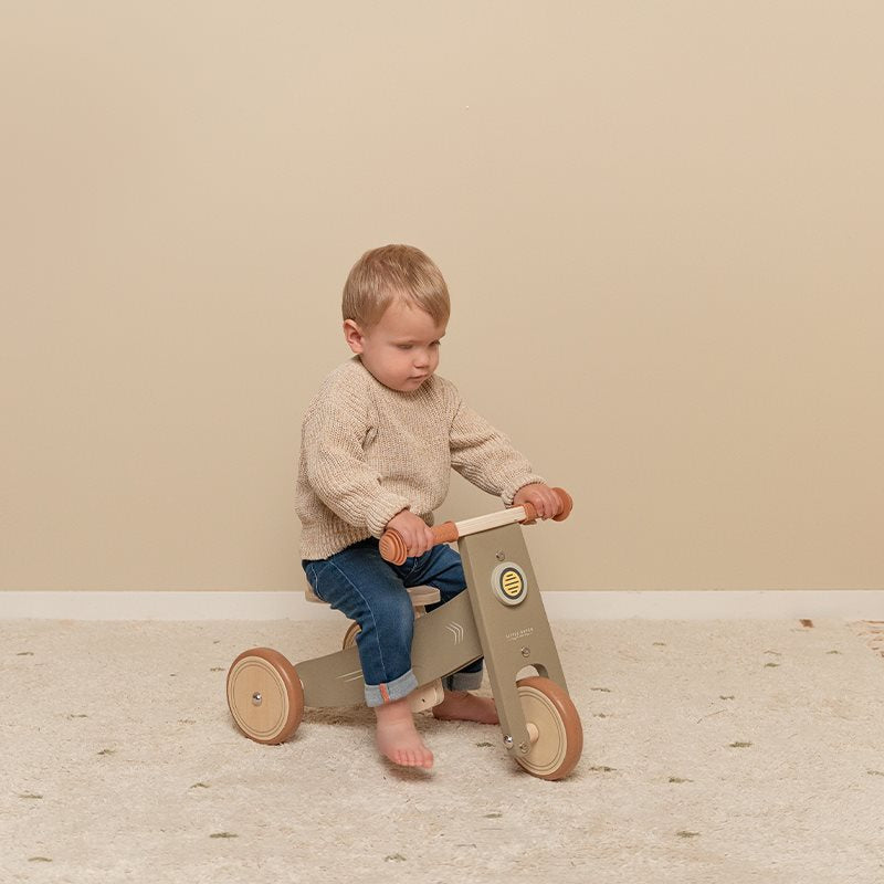 Triciclo in Legno Verde Olive Primi Passi - Wooden Tricycle Olive