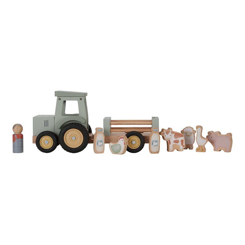 Trattore con Rimorchio in Legno Fattoria Little Farm - Tractor With Trailer