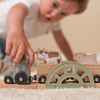 Set Trenino in Legno con Binari Trenino e Animali Piccola Fattoria - Pista Trenino con Binari - Wooden Treno Train Track Little Farm