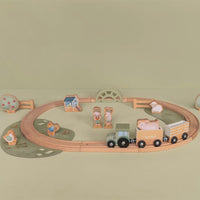Set Trenino in Legno con Binari Trenino e Animali Piccola Fattoria - Pista Trenino con Binari - Wooden Treno Train Track Little Farm
