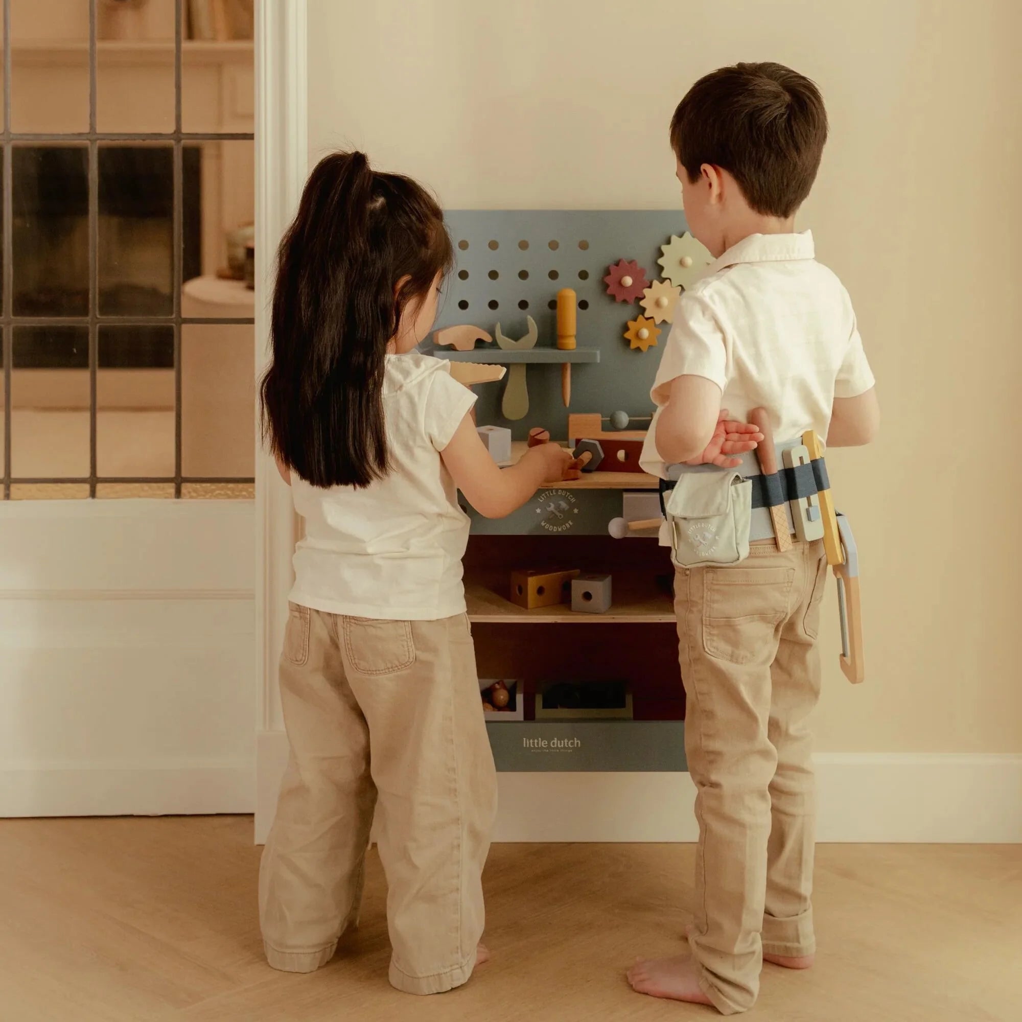 Banco da Lavoro in Legno Tavolo da Lavoro - Wooden Workbench Blue Essentials (LD2545)