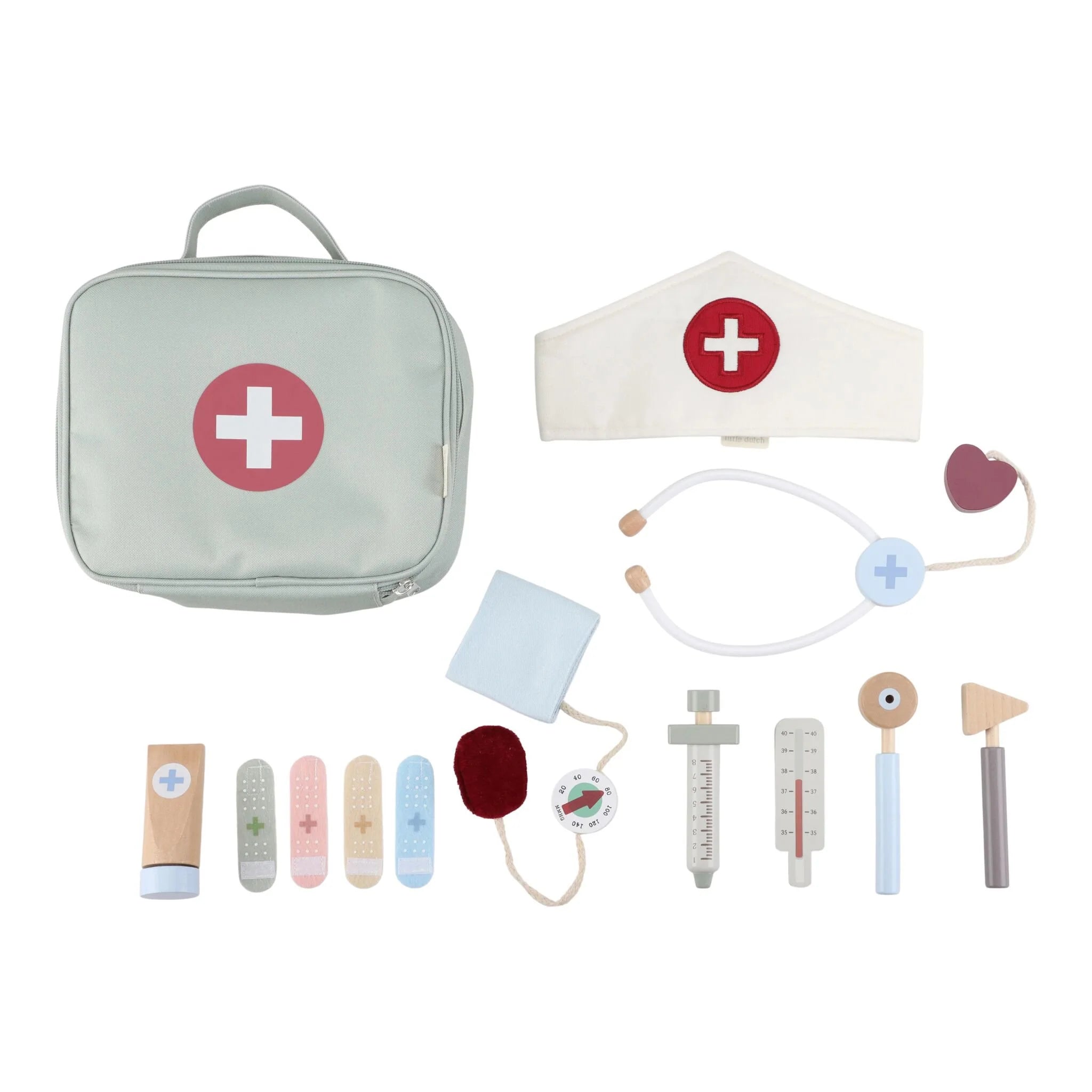 Set Borsa Dottore Gioco Borsa Set da Medico Valigetta - Wooden Doctor's Set Green Essentals (LD2547)