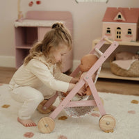 Little Dutch | Passeggino in Legno per Bambole Rosa | LD2518