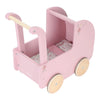 Carrozzina per Bambole in Legno Rosa - Wooden Doll Pram Pink Essentials