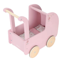 Carrozzina per Bambole in Legno Rosa - Wooden Doll Pram Pink Essentials