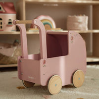 Carrozzina per Bambole in Legno Rosa - Wooden Doll Pram Pink Essentials
