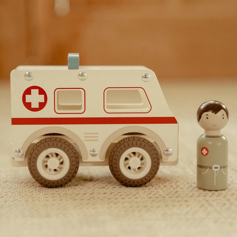 Ambulanza in Legno - Wooden Ambulance White Essentials (LD2527)