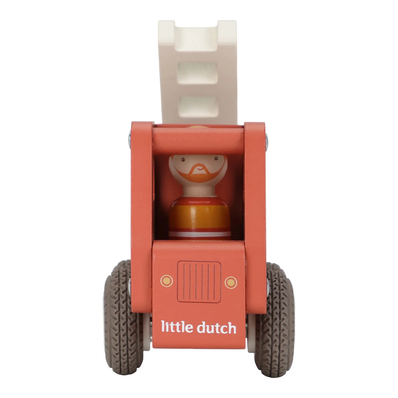 Camion dei Pompieri con Personaggio in Legno - Wooden Fire Truck Red Essentials (LD2528)
