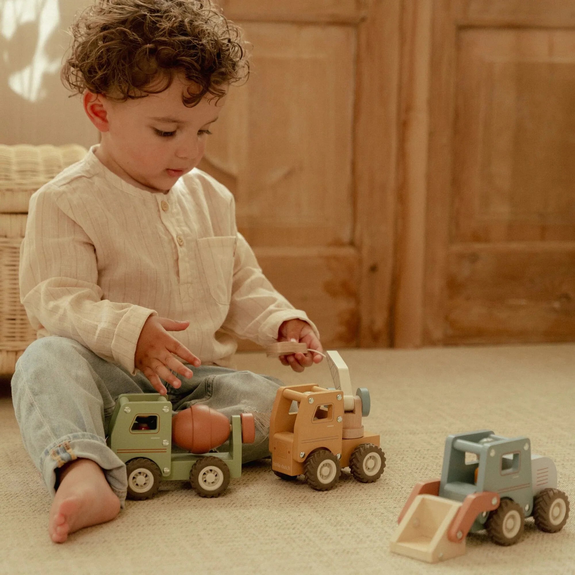 Betoniera in Legno - Wooden Cement Truck Green Essentials (LD2529)