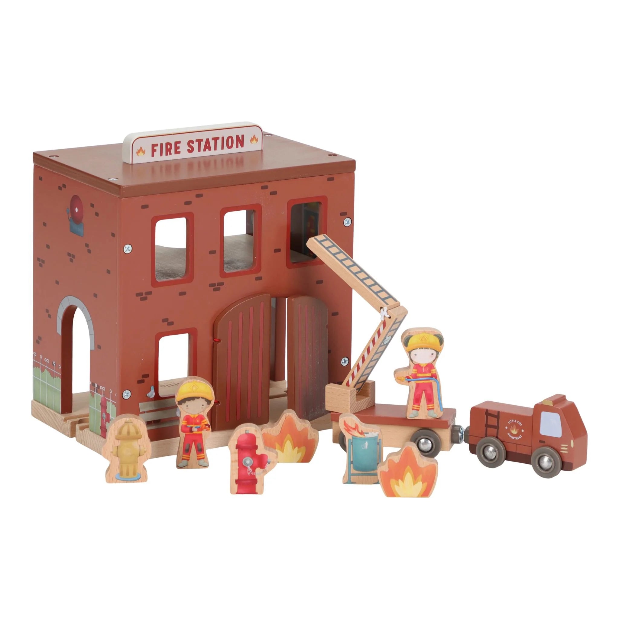 Caserma dei Pompieri in Legno - Wooden Fire Station Red Essentials (LD2538)