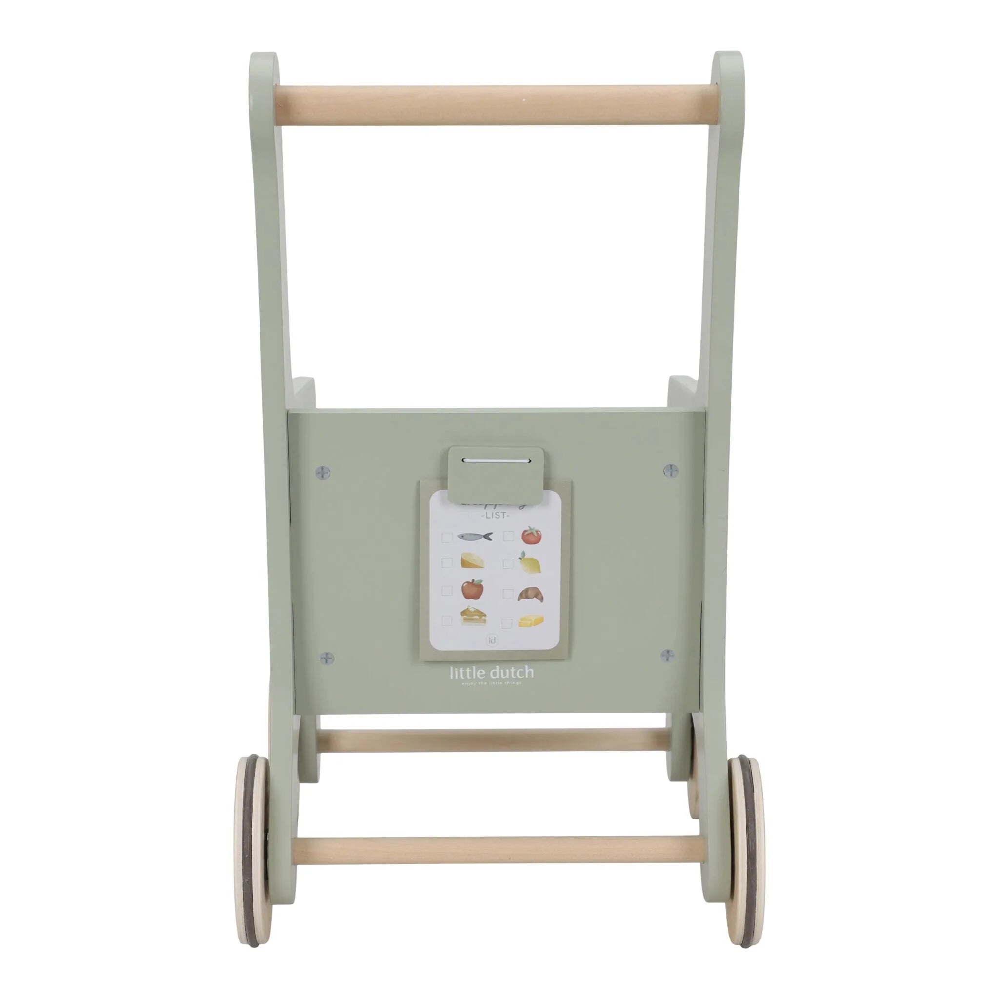 Carello della Spesa in Legno Verde con Accessori - Wooden Shopping Cart Green Essentials