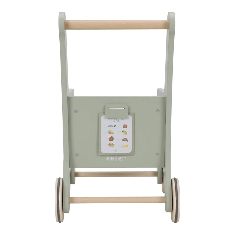 Carello della Spesa in Legno Verde con Accessori - Wooden Shopping Cart Green Essentials