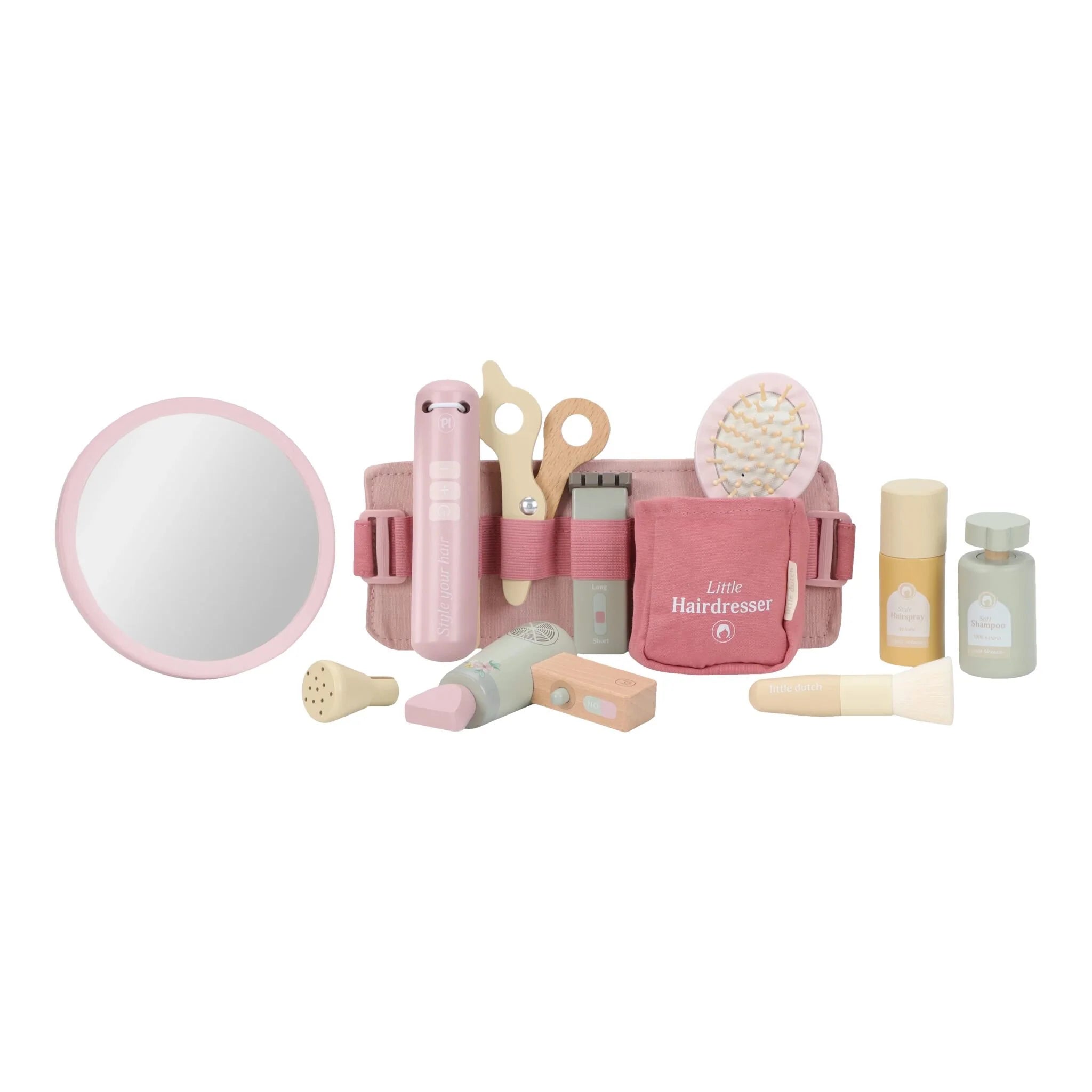 Set Parrucchiere in Legno Rosa - Hairdresser Set Pink Wooden Essentials