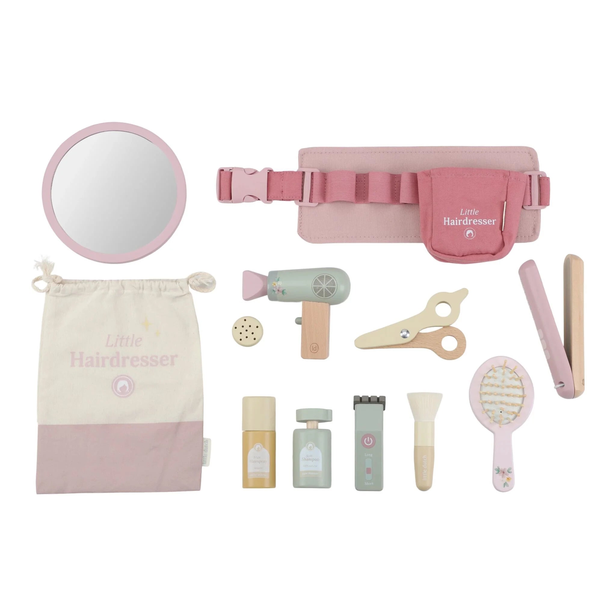 Set Parrucchiere in Legno Rosa - Hairdresser Set Pink Wooden Essentials