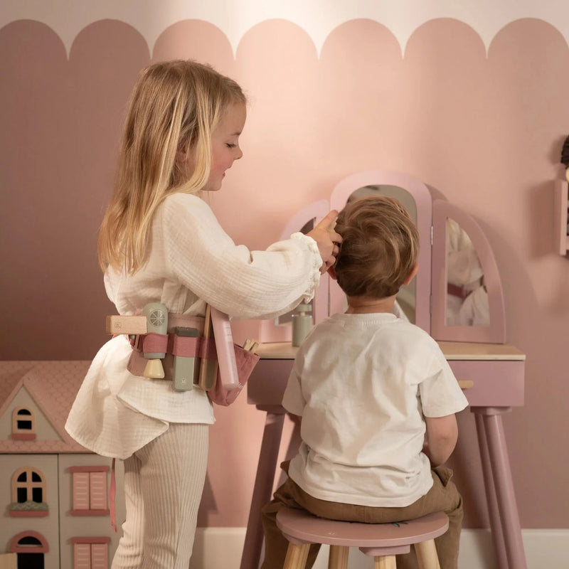 Set Parrucchiere in Legno Rosa - Hairdresser Set Pink Wooden Essentials