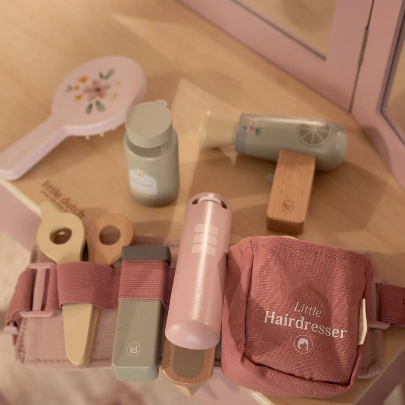 Set Parrucchiere in Legno Rosa - Hairdresser Set Pink Wooden Essentials