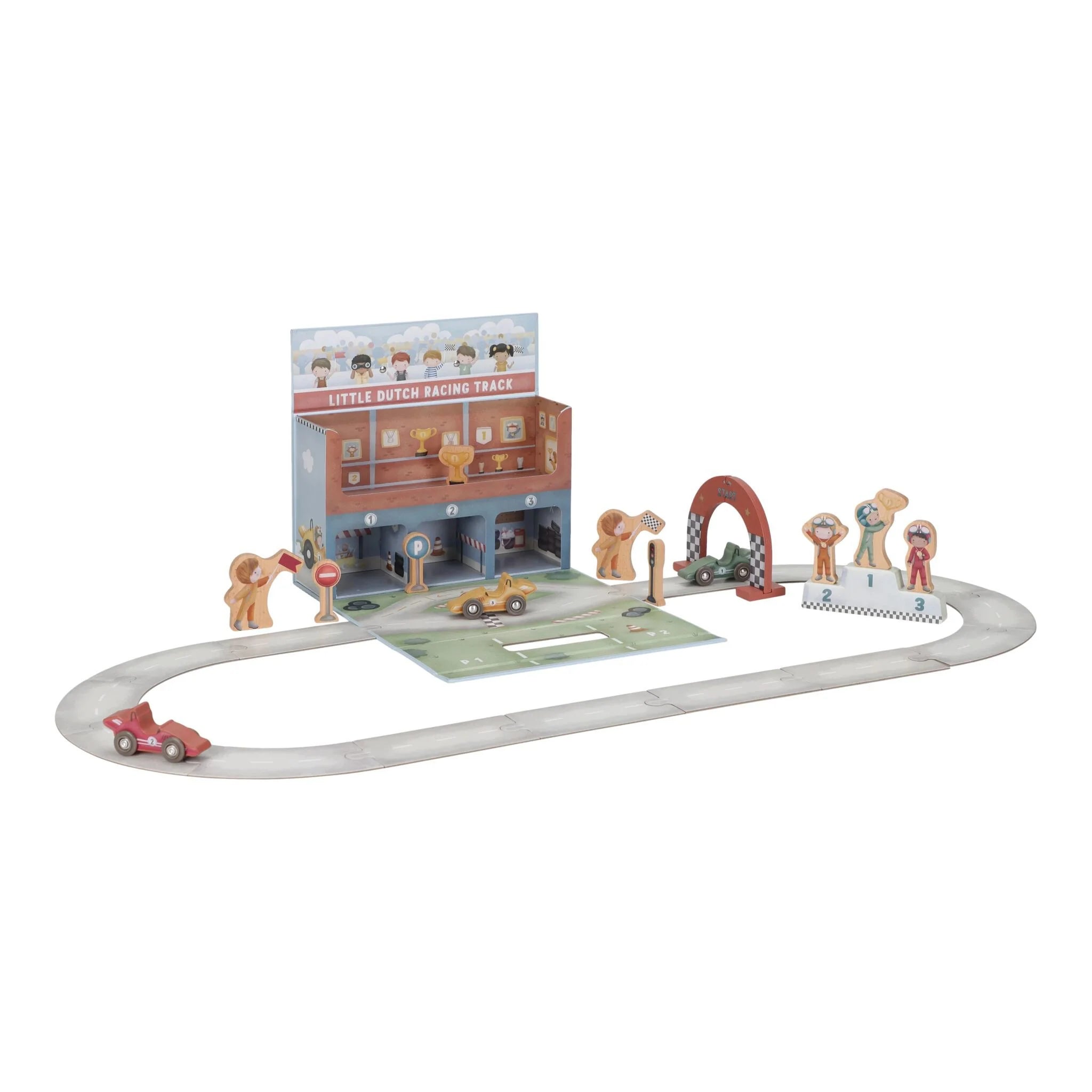 Set Gara Pista Macchinine in Legno con Custodia da Gioco - Wooden Racetrack in Play Case Multicolored Essentials