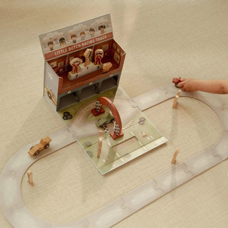 Set Gara Pista Macchinine in Legno con Custodia da Gioco - Wooden Racetrack in Play Case Multicolored Essentials