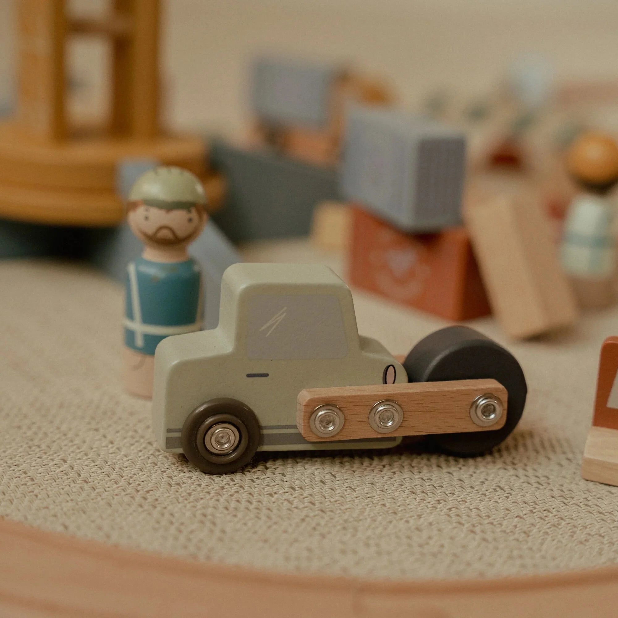 Gru in Legno - Wooden Crane Set Multicolored Train Track