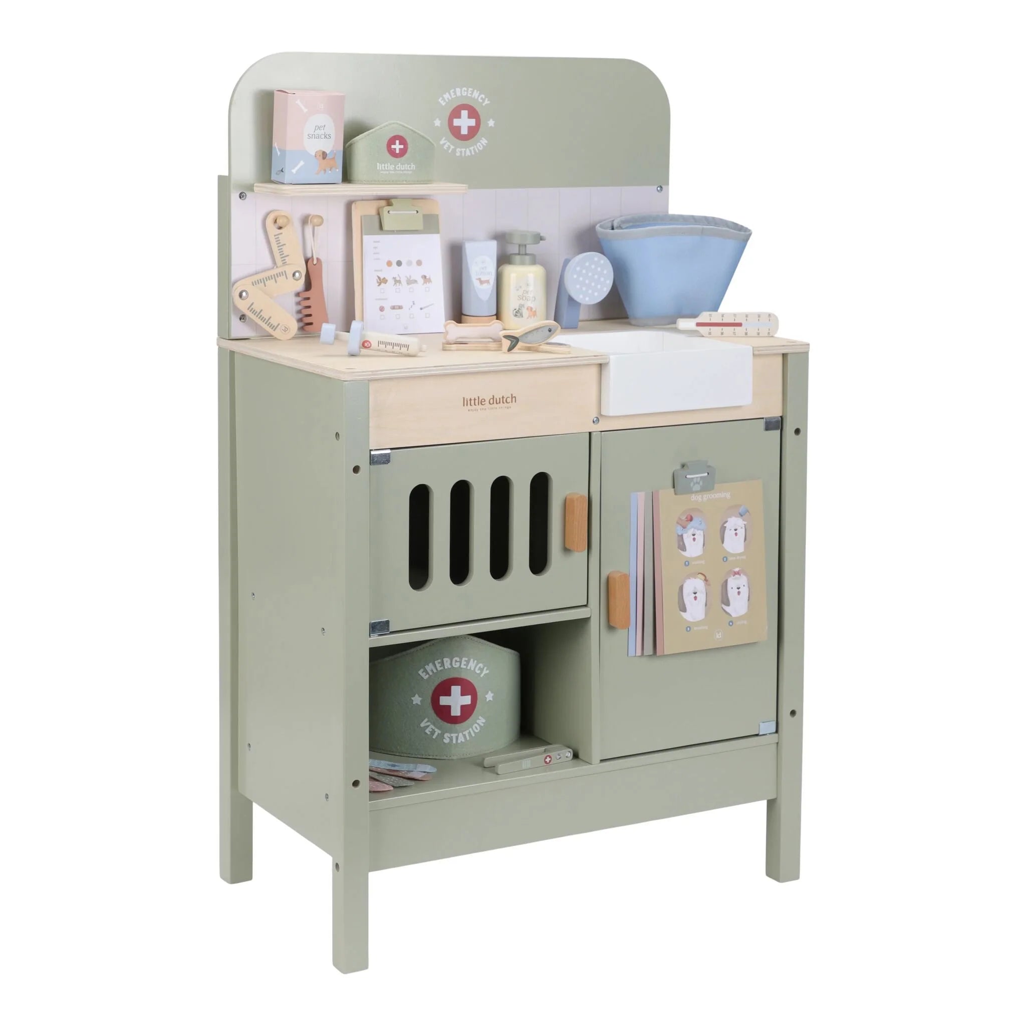 Banco da Veterinario in Legno Verde - Wooden Veterinary Practice Green Essentials