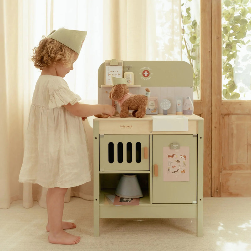 Banco da Veterinario in Legno Verde - Wooden Veterinary Practice Green Essentials (LD2546)